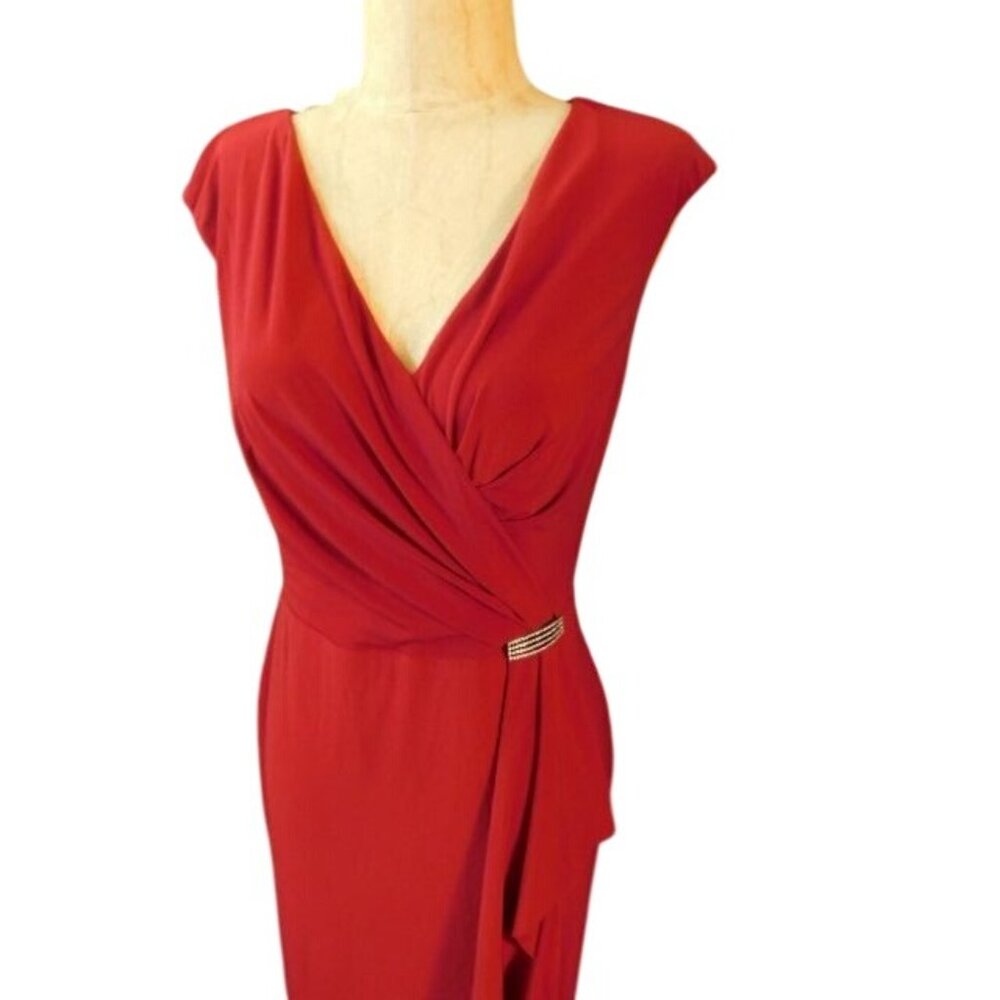 Ralph Lauren Size 4  dark red Dressy Event Formal Evening STRETCH Sleeveless Dre - Picture 3 of 3
